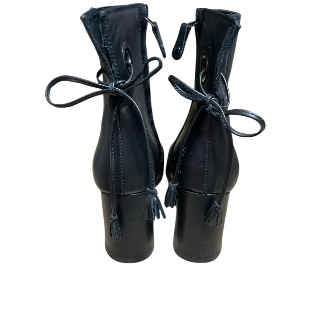 Elena Lachi Ankle Tie Back Ankle boot in Hombre‎ Black Leather. Made In Italy 39